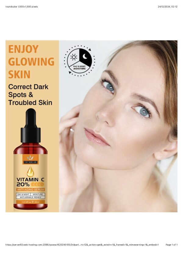 Vitamin C Serum 20% For Face, Pure Vitamin C Face Serum for Wrinkles, Acne, Dry Skin, and Dark Spots – Facial Vitamin C Serum - Image 2